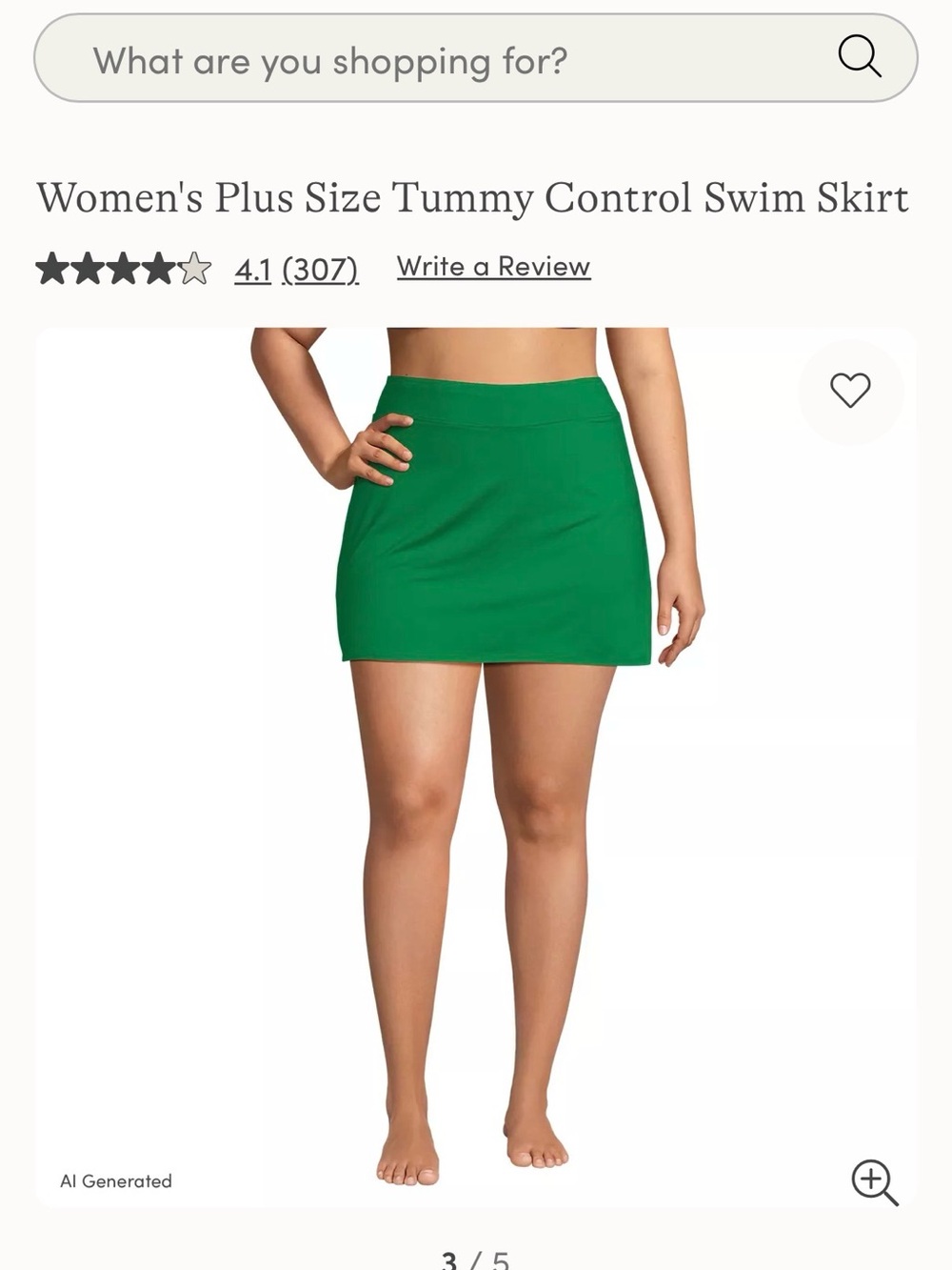NWT Lands' End Women's Plus Size Tummy Control Swim Skirt in Green